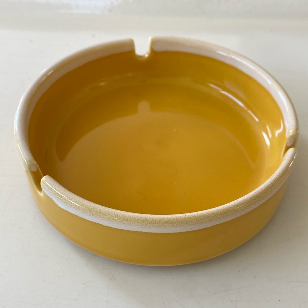 Mid Century Ceramic Harvest Gold Ashtray. Made in Japan